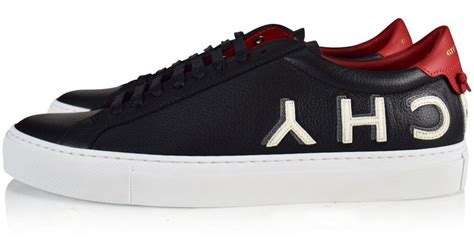 givenchy black red reverse logo street trainers|givenchy sneakers.